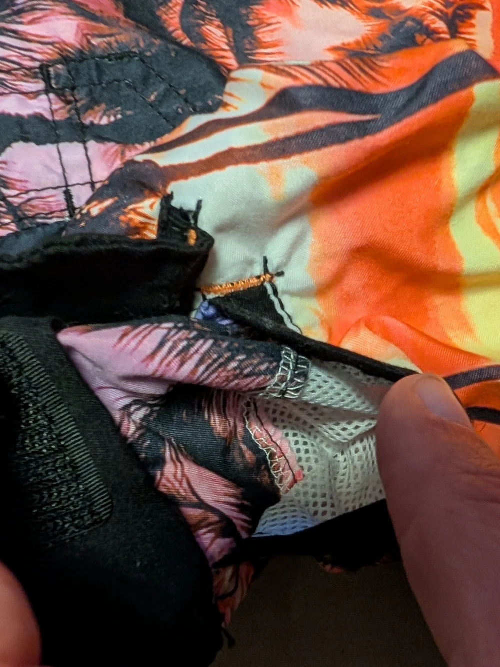Set Of 2 Kids Swim Trunks - Orange & Black Sunset and Bright Orange Surf